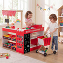 Kids Grocery Store Playset, Wooden Pretend Play Supermarket w/Shopping Cart
