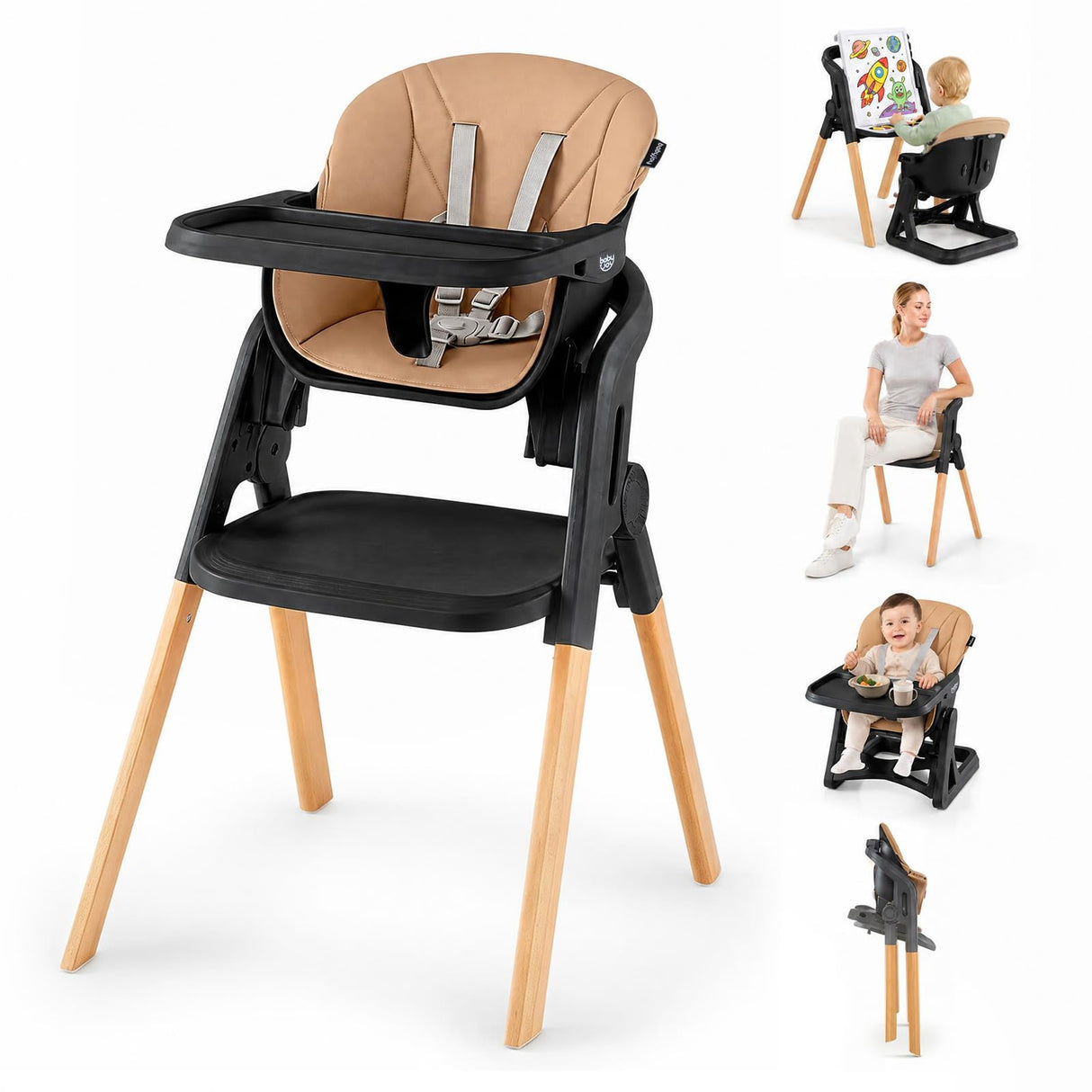 BABY JOY 7-in-1 Convertible Foldable Baby High Chair w/Adjustable Tray