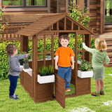 Outdoor Playhouse with Windows and Serving Stations for 2+ Years Old