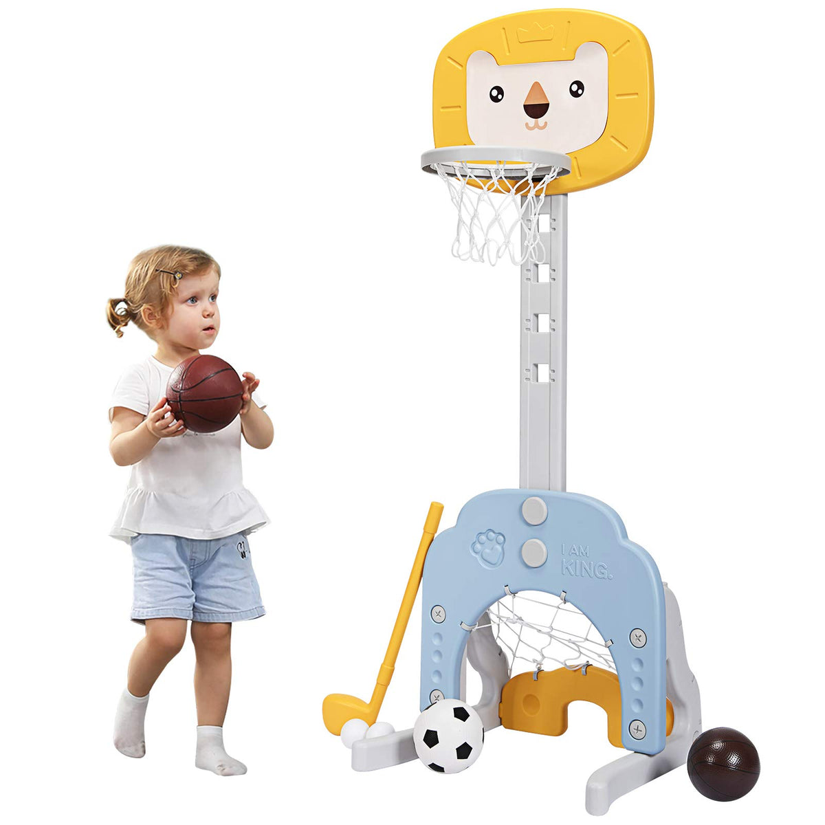 HONEY JOY Kids Basketball Hoop 3 in 1 Toddler Sports Activity Center w ...