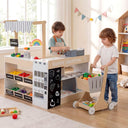 Kids Grocery Store Playset, Wooden Pretend Play Supermarket w/Shopping Cart