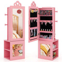 HONEY JOY Kids Jewelry Cabinet, 3-in-1 Freestanding Jewelry Armoire