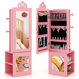 HONEY JOY Kids Jewelry Cabinet, 3-in-1 Freestanding Jewelry Armoire