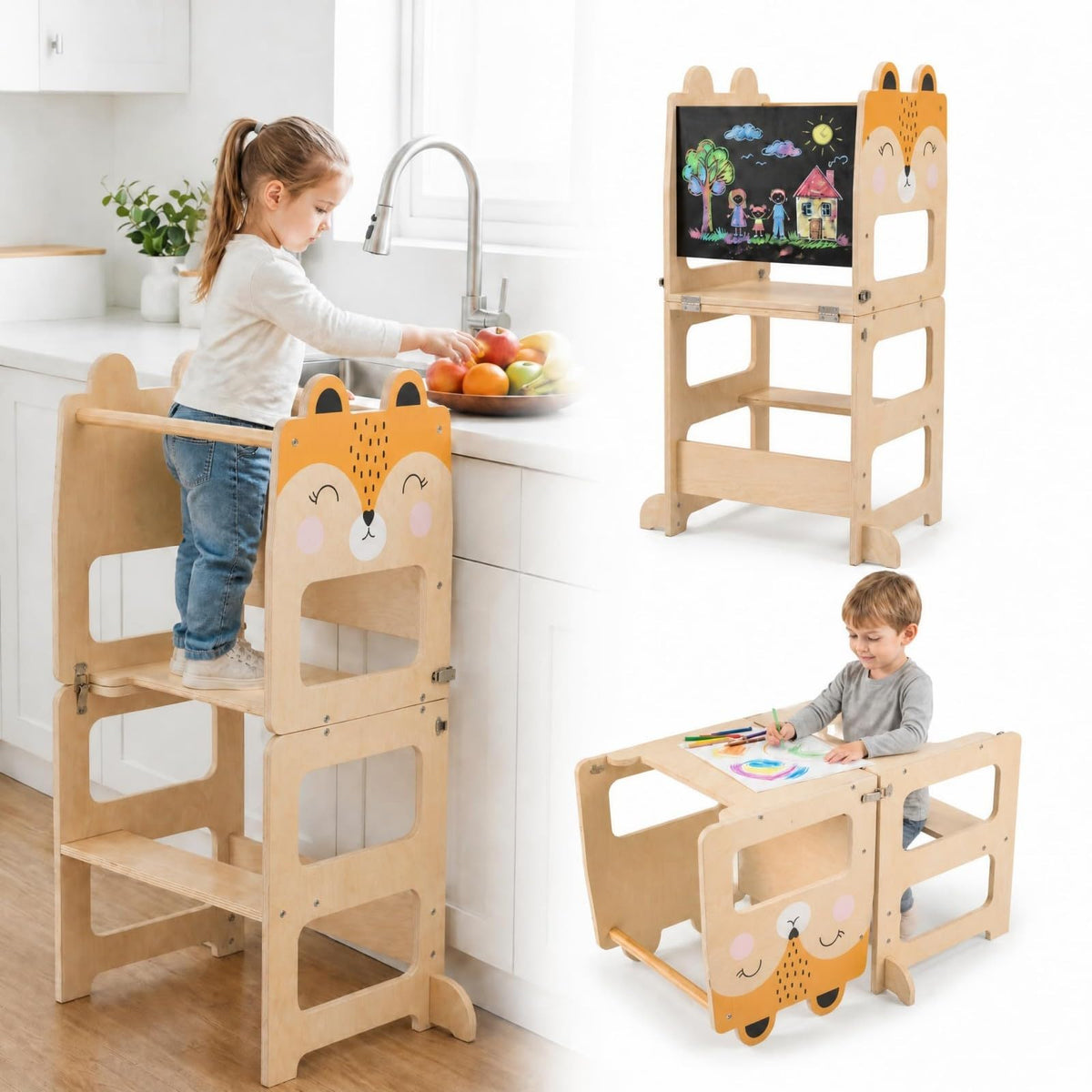BABY JOY 3-in-1 Toddler Kitchen Step Stool