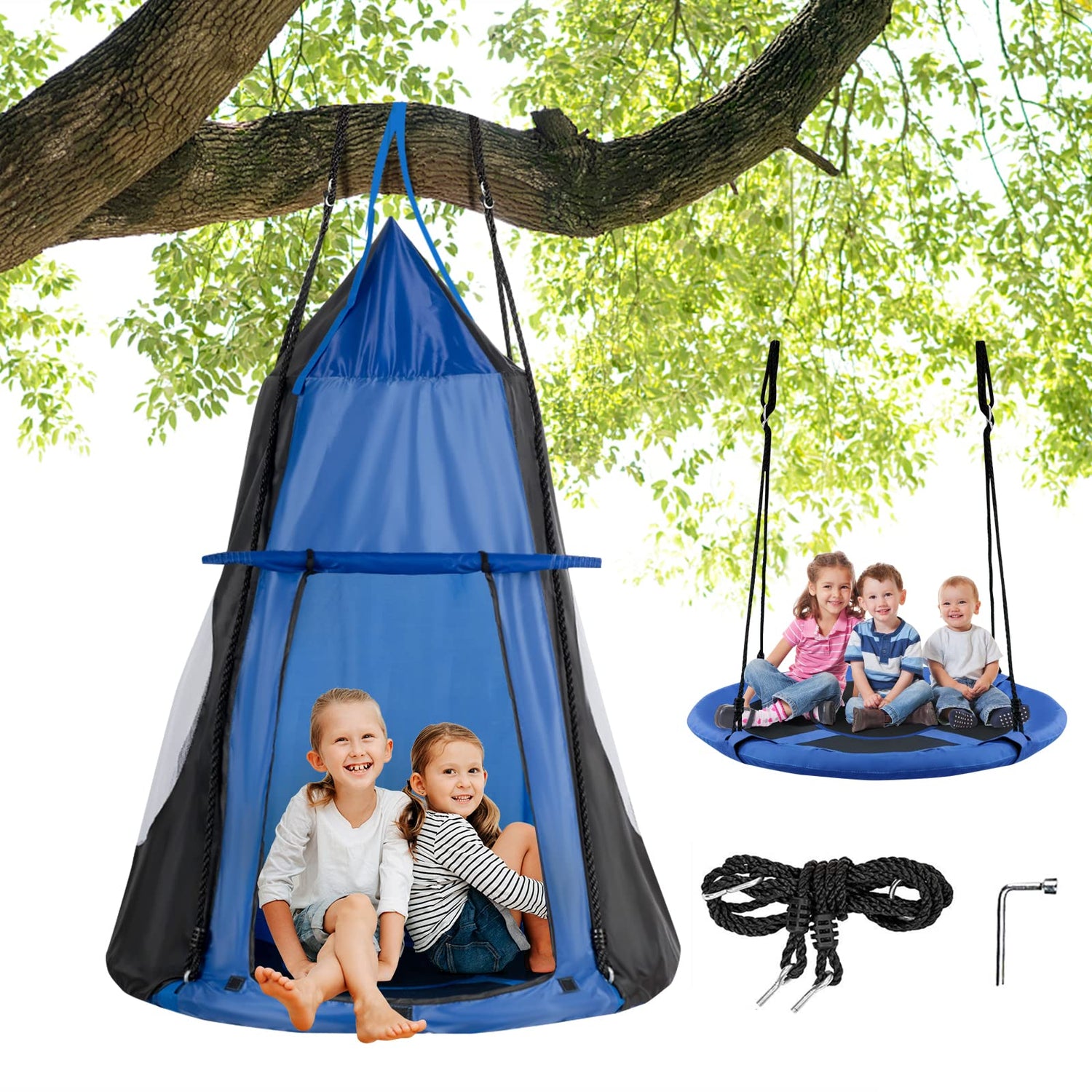 HONEY JOY 100CM Kids Detachable Hanging Chair Swing Tent, 2 in 1 Hammo – Babyjoy
