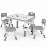 HONEY JOY Kids Table and 4 Chairs Set, Height Adjustable Toddler Desk and Chair Set