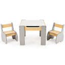 HONEY JOY Kids Table and Chair Set, 3-in-1 Wooden Activity Table and 2 Chairs for Drawing, Studying