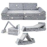 HONEY JOY 8 PCS Modular Kids Play Couch, Glow in The Dark Toddler Sectional Sofa