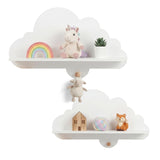 HONEY JOY 2 Pieces Floating Cloud Shelves, Wall Mounted Storage Display Rack