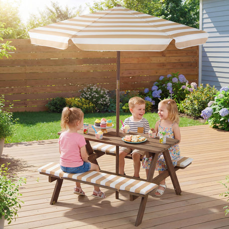 HONEY JOY Kids Picnic Table with Bench, Fir Wood Toddler Outdoor Table Set