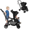 Sit and Stand Stroller, Foldable Double Stroller with Wristband