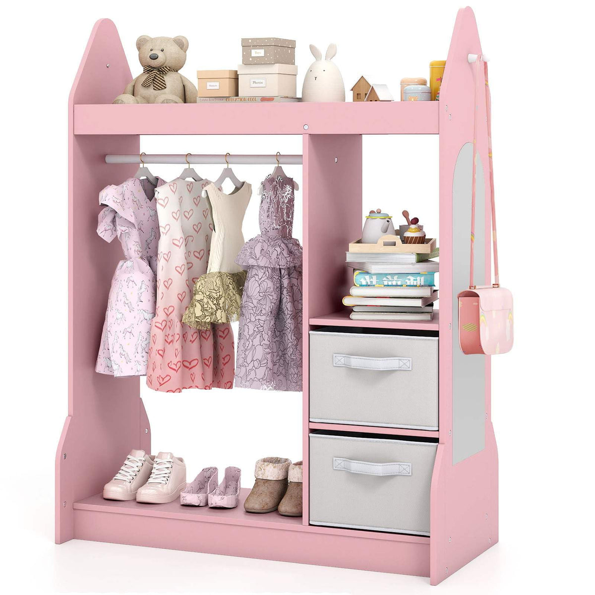Kids Clothing Rack with Mirror and Cloth Hanger for Kids Room – Babyjoy