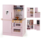 Dual-Sided Kids Play Kitchen, Wooden Kitchen Playset