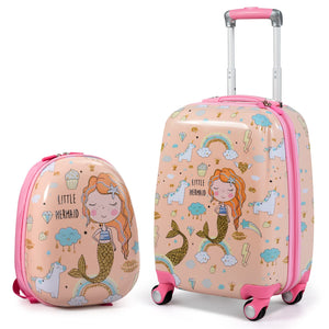 BABY JOY 2 Pieces Kids Luggage Set, Children Hard Shell Travelling Case