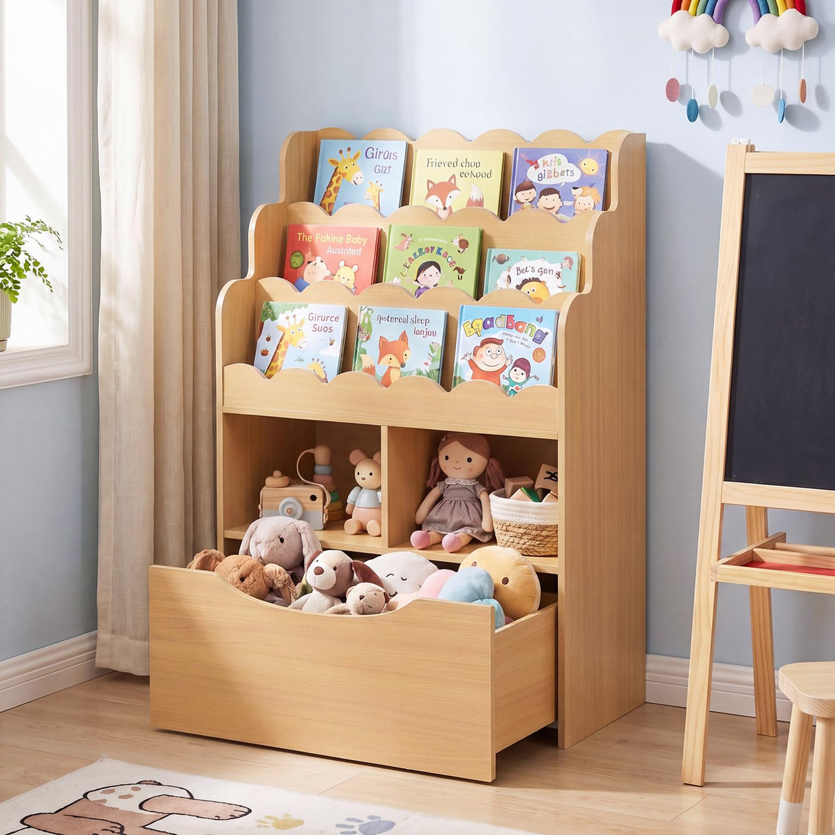 HONEY JOY Kids Bookshelf, 5-Tier Wooden Children Bookcase & Toy Storage Organizer