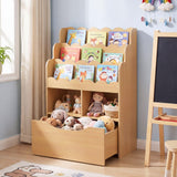 HONEY JOY Kids Bookshelf, 5-Tier Wooden Children Bookcase & Toy Storage Organizer