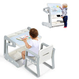 BABY JOY Kids Table & Chair, 2 in 1 Toddler Art Easel