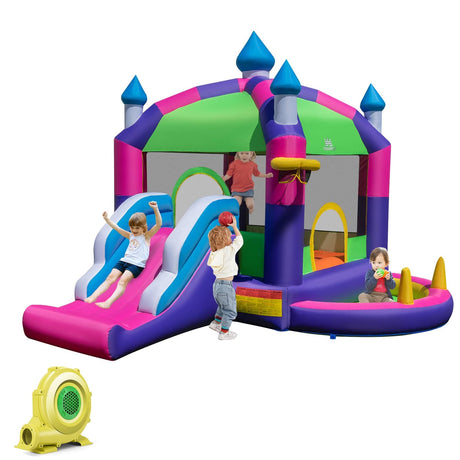 HONEY JOY Inflatable Bounce House, Kids Jumping Castle w/Slid, Outdoor Indoor Inflatable Bounce Playhouse for 3-10 Years Old (680 W)