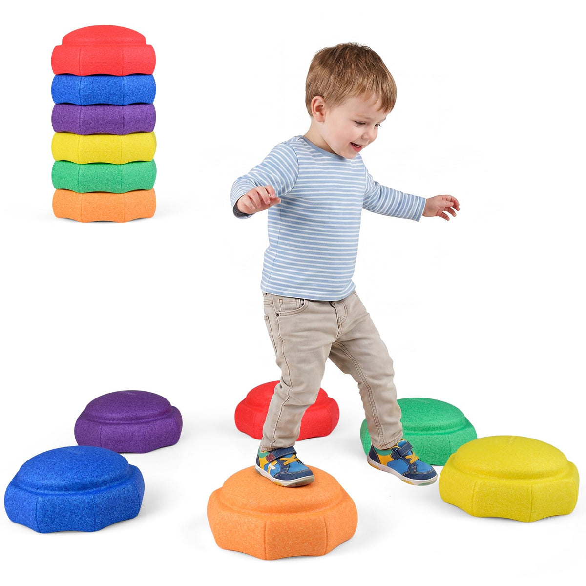 HONEY JOY 6-Piece Stepping Stones for Boys and Girls Aged 3+ Years Old