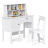 HONEY JOY Kids Study Desk and Chair Set, Children Wooden Craft Table with Chair, Hutch and Storage Cabinet for 3+ Years Old