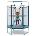 60" Kids Trampoline 5 FT Recreational Trampoline with Gymnastic Bar & Rings Blue