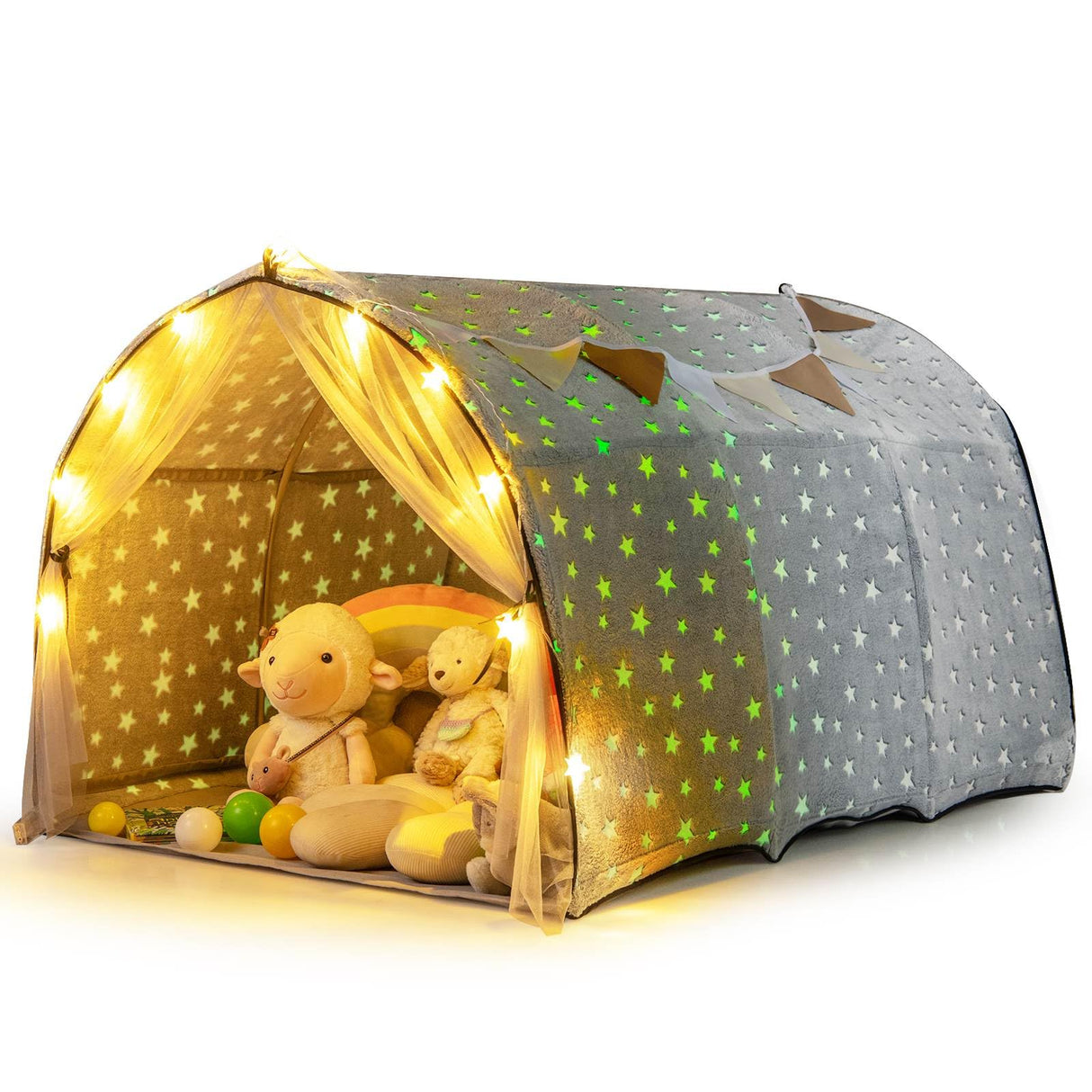 HONEY JOY Kids Dream Bed Tent, Magical Twin Bunk Bed Privacy Space