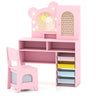 Princess Makeup Dressing Table with 3-Color Lighted Mirror and Cabinet