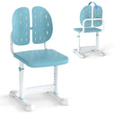 Children's adjustable blue chair with white base on a white background