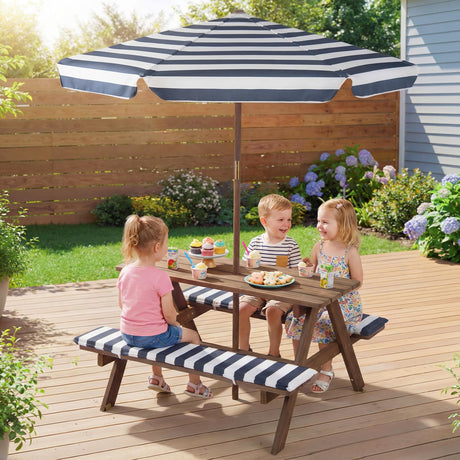 HONEY JOY Kids Picnic Table with Bench, Fir Wood Toddler Outdoor Table Set