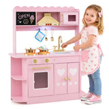 HONEY JOY Wooden Play Kitchen for Kids Toddlers w/Storage