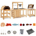 HONEY JOY 3-Piece Kids Playset for Outdoor w/Mud Kitchen, BBQ Grill, Pizza Oven