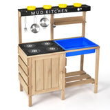 HONEY JOY Kids Kitchen Playset, Wooden Pretend Playset for Children w/Realistic Utensils