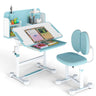 Kids Study Desk & Chair Set, Height-Adjustable Student Writing Table w/Chair