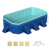 Foldable Swimming Pool,Non-Inflatable Around Ground Pool w/24 Wall Panels