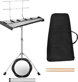 HONEY JOY 32 Note Glockenspiel Xylophone Percussion Bell Kit with Adjustable Stand, 8'' Practice Pad