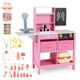 HONEY JOY Kids Play Doctor's Office w/Blackboard, Pet Scale, Faucet, Sink