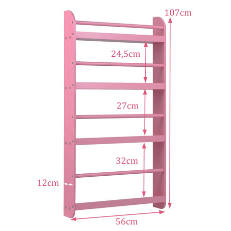 HONEY JOY Kids Bookshelf, 4-Tier Wall Mounted Bookshelf for Toys & Books