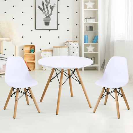 HONEY JOY 3-Piece Kids Table and Chair Set, Kids Mid-Century Modern Table Set for Toddler Children