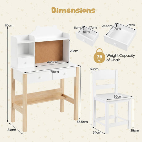 HONEY JOY Kids Desk and Chair Set, Wooden Children Study Table