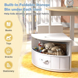 HONEY JOY Kids Table and Chair Set, 5 Piece Toddler Round Nesting Table with 4 Storage Stools for Activity