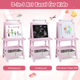 BABY JOY Kids Art Easel, 3 in 1 Double-Sided Standing Easel for Toddlers