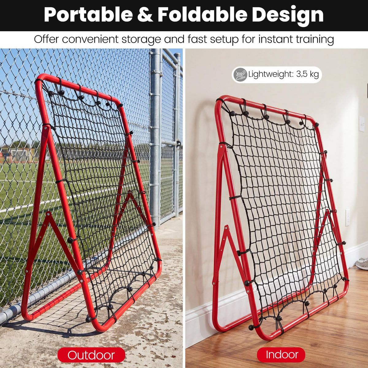 Foldable Soccer Rebounder Net with Adjustable Bounce Back