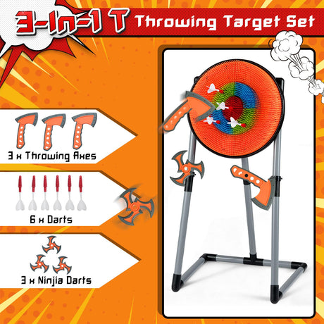 3 in 1 Throwing Target Set, Kids Throwing Game w/3 Throwing Axes