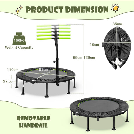 Foldable Mini Trampoline, Indoor Exercise Trampoline
