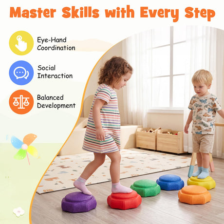 HONEY JOY 6-Piece Stepping Stones for Boys and Girls Aged 3+ Years Old
