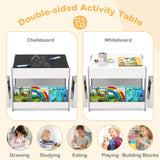 4-in-1 Kids Table and Chair Set, Wooden Activity Table, 2-in-1 Detachable Tabletop Table & Chair Set for Classroom