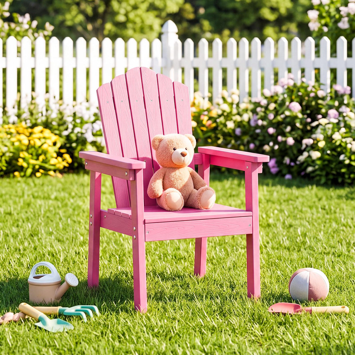 HONEY JOY Outdoor Adirondack Chair, Patio HIPS Chairs w/Wood Grain