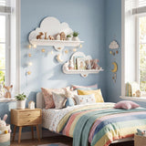HONEY JOY 2 Pieces Floating Cloud Shelves, Wall Mounted Storage Display Rack