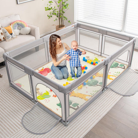 Baby Playpen with Foldable Mat for Infants and Toddlers