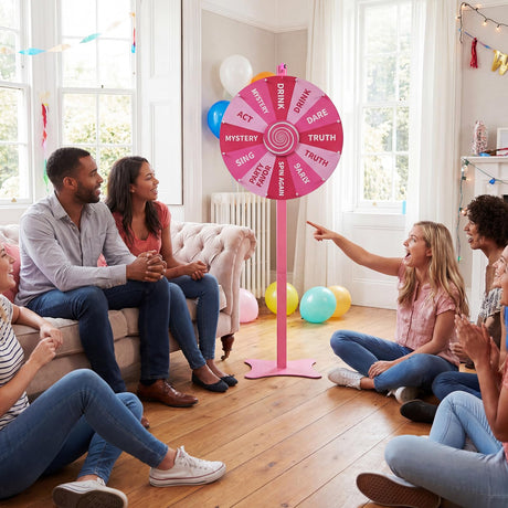 HONEY JOY 24” Height Adjustable Prize Wheel, Tabletop or Floor Standing Prize Wheel